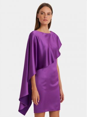 Koktejl obleka Lauren Ralph Lauren vijolična