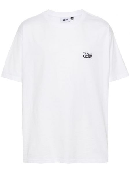 Kokvilnas t-krekls ar izšuvumiem Gcds balts