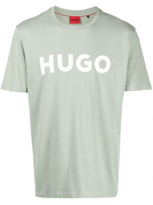 Памучна тениска с принт Hugo зелено