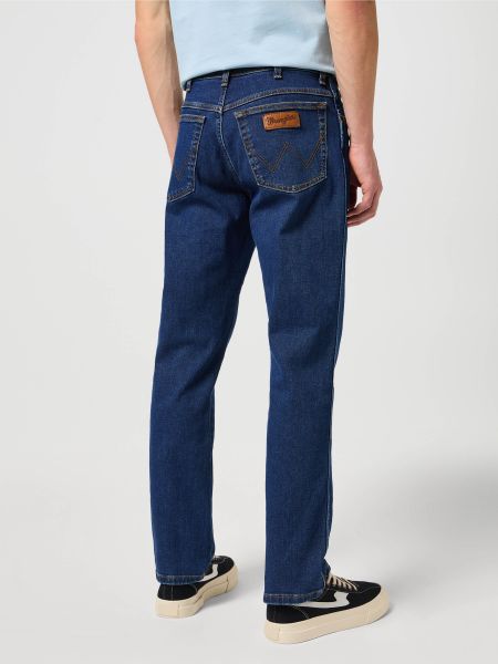 Хлопковые прямые джинсы Wrangler синие