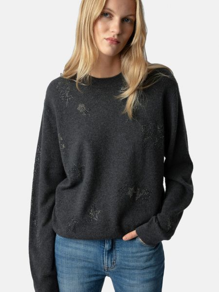 Кашемировый пуловер Zadig&voltaire серый