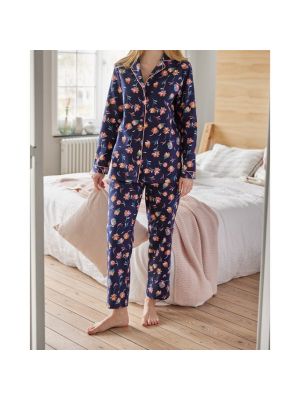 Pijama manga larga de franela Damart azul