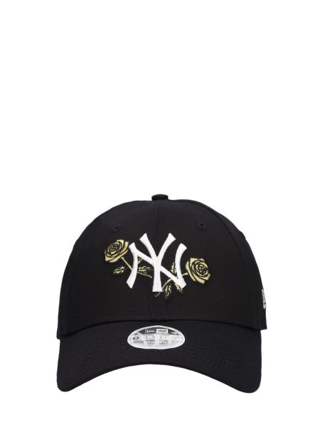 Blomstret broderet cap New Era sort