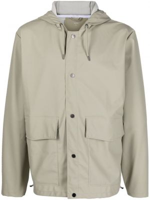 Krátký kabát s kapucňou Rains sivá