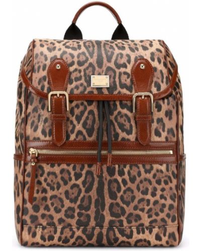 Kožený batoh s potlačou s leopardím vzorom Dolce & Gabbana