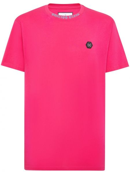 Памучна тениска Philipp Plein розово