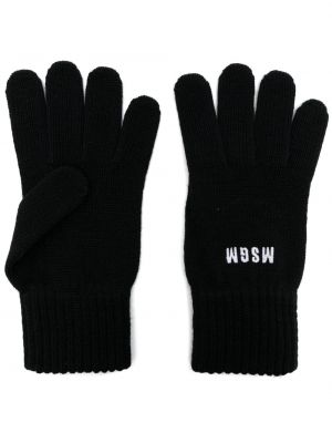 Pletené rukavice s výšivkou Msgm Černé