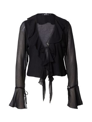 Priehľadný jednofarebný priliehavý tunika Gina Tricot - čierna