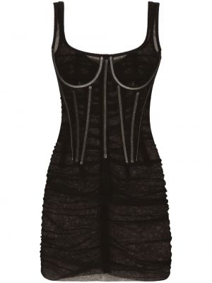 Tylové koktejlové šaty Dolce & Gabbana černé
