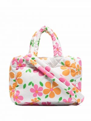 Trykt floral shoppingbag Erl hvit