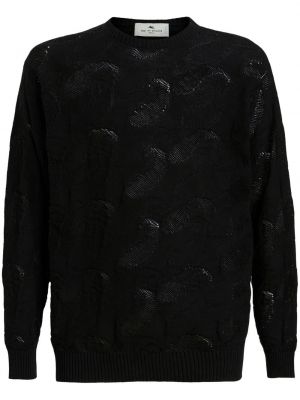 Плетен пуловер с пейсли десен Etro черно