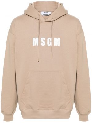 Pamučna hoodie s kapuljačom s printom Msgm bež
