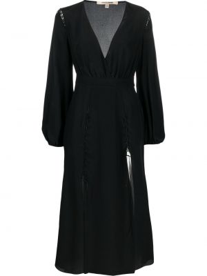 Hedvábné midi šaty Roberto Cavalli černé