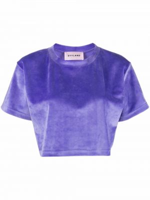 Бархатная укороченная футболка Styland, фиолетовый