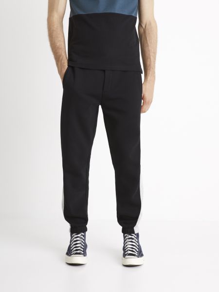 Pantaloni sport cu dungi Celio negru