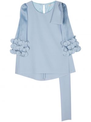 Bluză cu funde cu model floral Fely Campo albastru