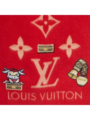 Bufanda de cachemir con estampado de cachemira Louis Vuitton Vintage rojo