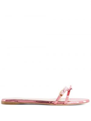Кожени ниски обувки с кристали Giambattista Valli розово