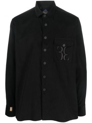 Medvilninė siuvinėta marškiniai kordinis velvetas Billionaire juoda
