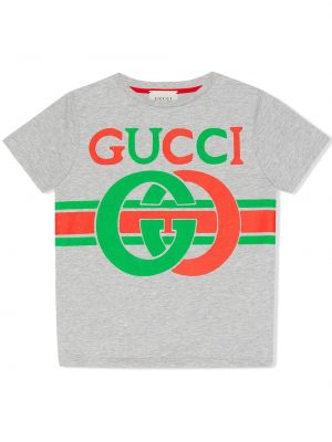 Bavlněné tričko s potiskem s krátkými rukávy Gucci Kids