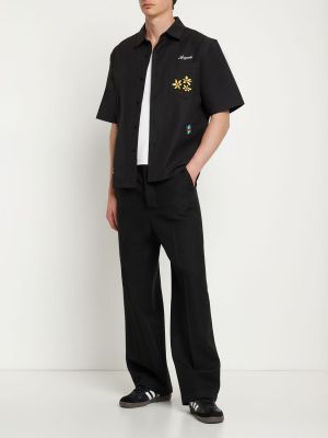 Bavlnená košeľa s výšivkou Axel Arigato čierna