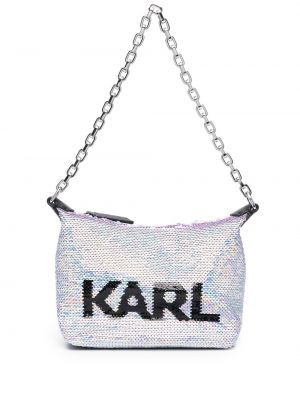 Flitrovaná kabelka Karl Lagerfeld fialová