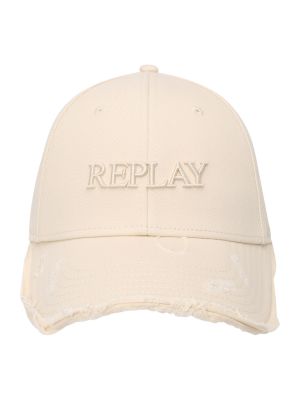 Памучна шапка с козирки Replay бяло