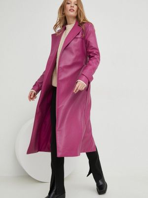 Kožené kabát z polyesteru Answear Lab - růžová