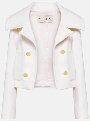 Μάλλινος μπουφάν κασμίρ Valentino λευκό