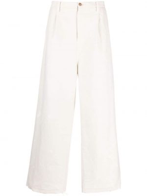 Voľné bavlnené obnosené nohavice Doublet biela