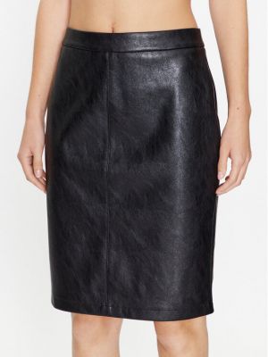 Slim fit priliehavá midi sukňa z ekologickej kože Tatuum čierna