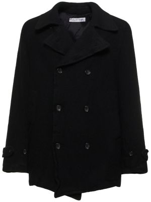 Cappotto di lana di nylon in tweed Comme Des Garçons Shirt nero