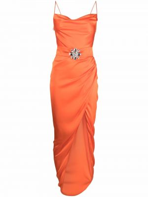 Selyem hosszú ruha Alessandra Rich narancsszínű