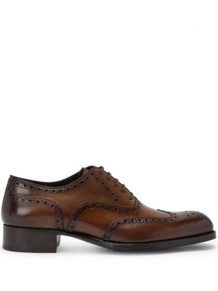 Pantofi brogue cu șireturi din piele din dantelă Tom Ford maro