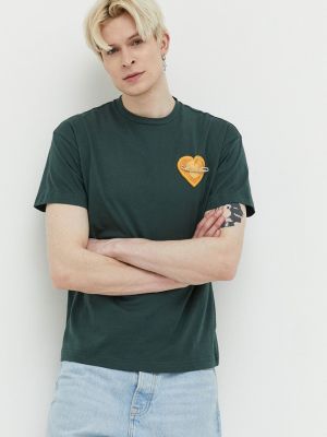 Памучна тениска с дълъг ръкав с апликация Sixth June зелено
