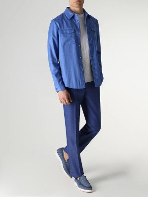 Шерстяные классические брюки Rota синие
