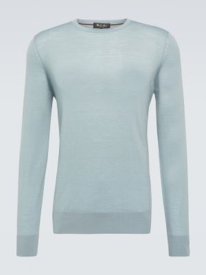 Jersey de lana de tela jersey Loro Piana azul