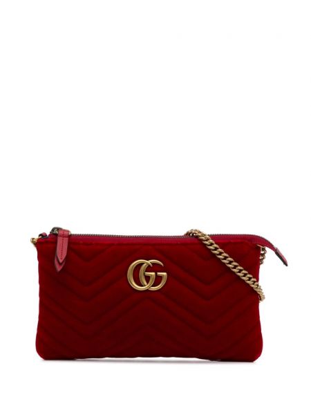 Βελούδινη τσάντα χιαστί Gucci Pre-owned κόκκινο