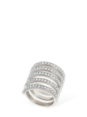 Žiedas su kristalais Amina Muaddi sidabrinė