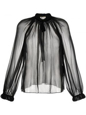 Прозрачна блуза Saint Laurent черно