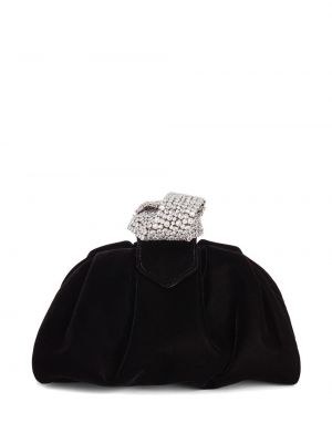 Žametna pisemska torbica iz rebrastega žameta Giuseppe Zanotti črna