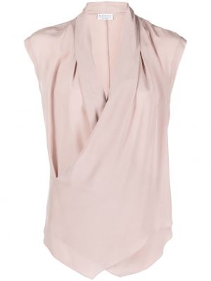 Копринена блуза Brunello Cucinelli розово