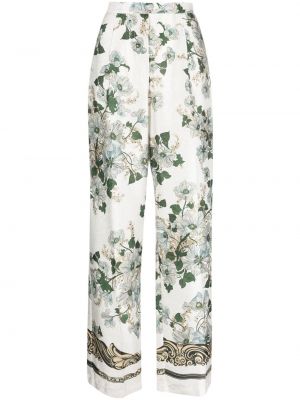 Květinové kalhoty s potiskem Semicouture bílé