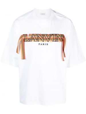 Pletené tričko s výšivkou Lanvin biela