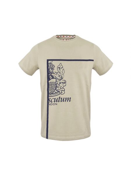 Koszulka bawełniana z okrągłym dekoltem Aquascutum brązowa