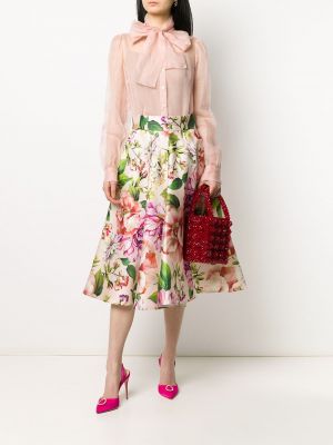 Jupe longue à fleurs Dolce & Gabbana rose