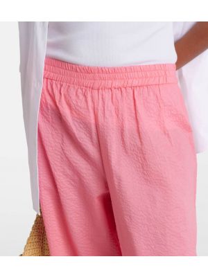 Relaxed памучни панталон с висока талия Jade Swim розово