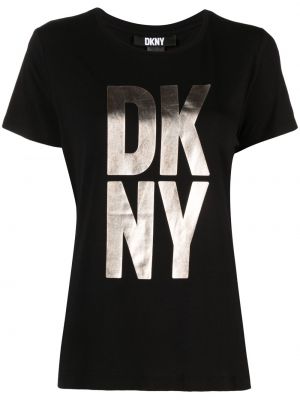 T-krekls ar apdruku džersija Dkny melns