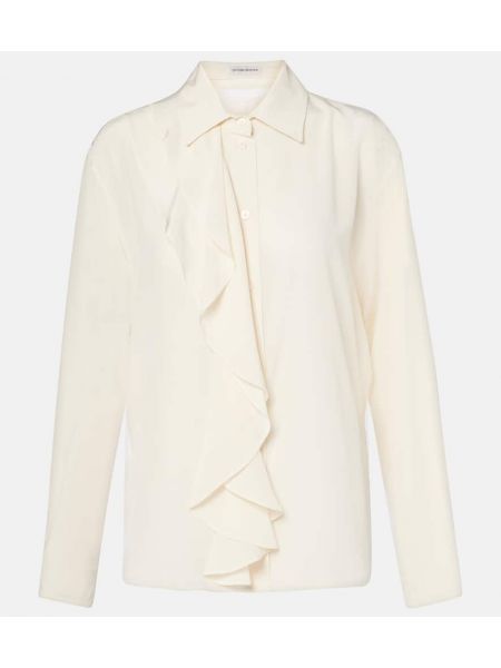 Silke bluse med volanger Victoria Beckham hvit