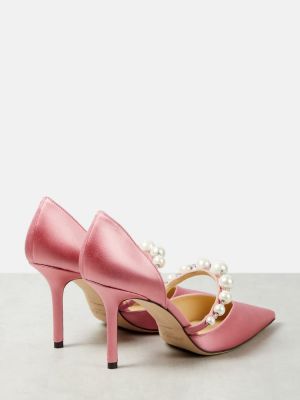 Сатенени полуотворени обувки Jimmy Choo розово